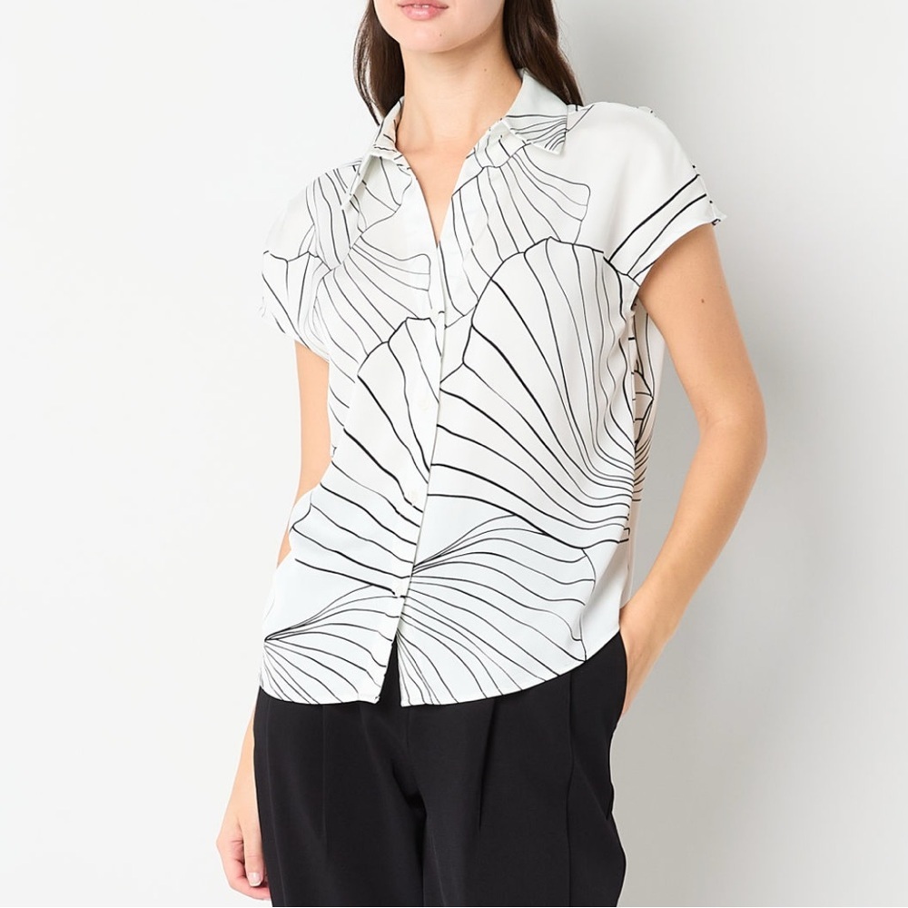 Worthington Womens Short Sleeve Regular
Fit Button-Down Shirt